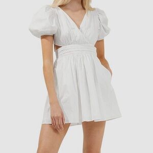 French Connection White Wrap Pleated Mini Dress